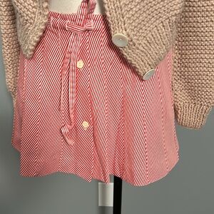 Vintage Cotton White Mini Skirt with Red Stripes Front Button size small